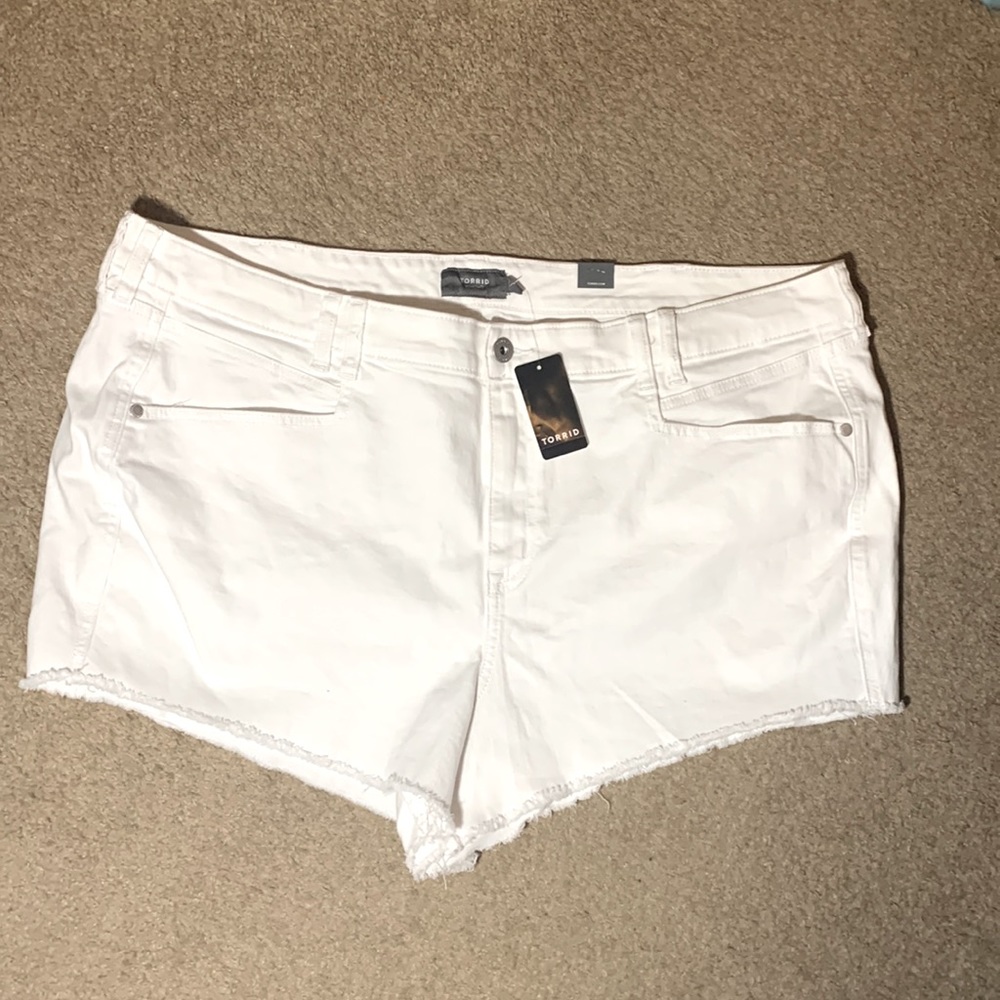 Size 24 Torrid, white denim shorts